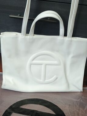White Tote Bag with Double Straps - Classic Women's Handbag